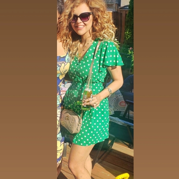 Zara polka dot green romper - Picture 1 of 4